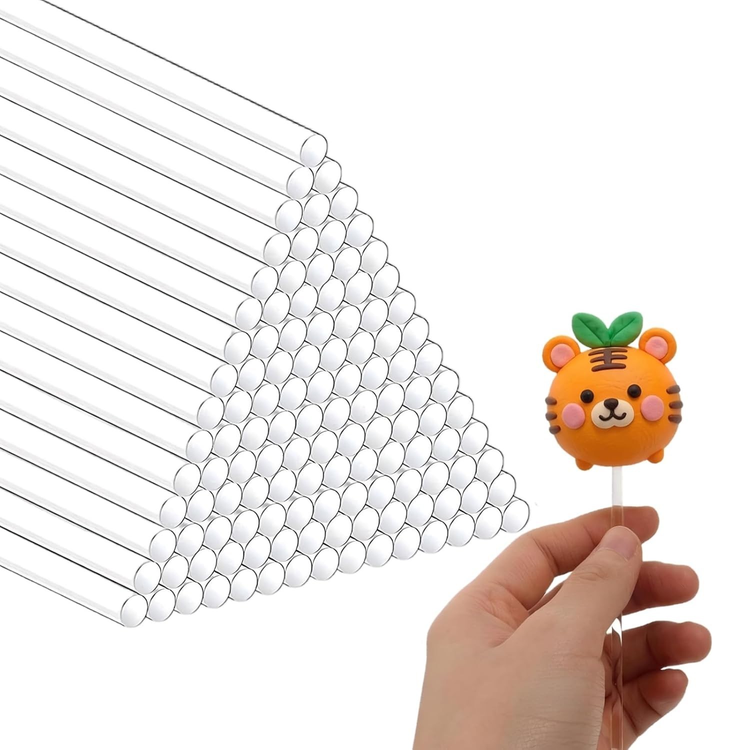 100 Pcs Clear Acrylic Sticks, 3mm Diameter for Cake Toppers and DIY Projects