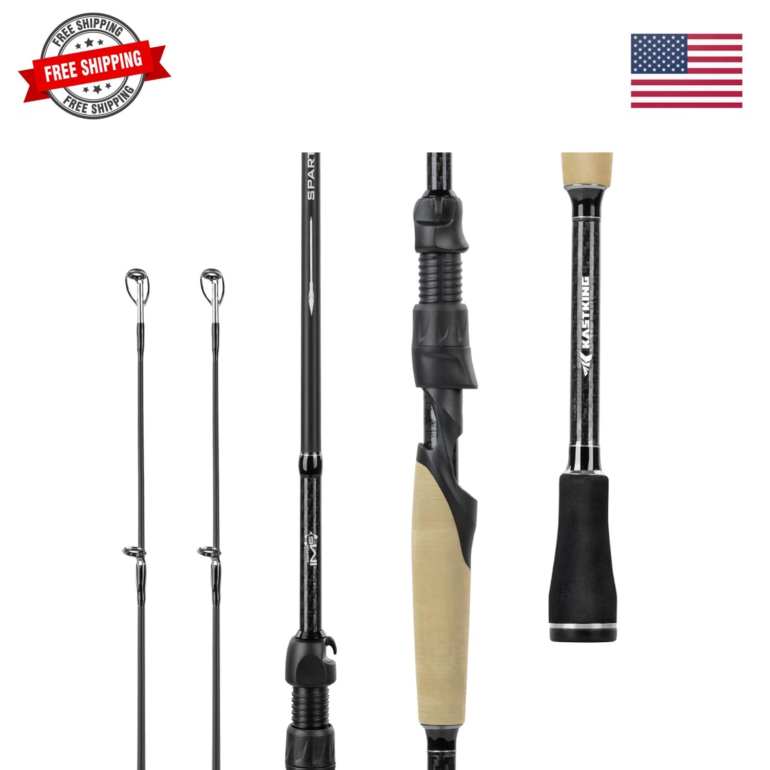 Spartacus II Plus Twin-Tip Spinning & Casting Rods, IM6 Graphite Blanks, Stai…