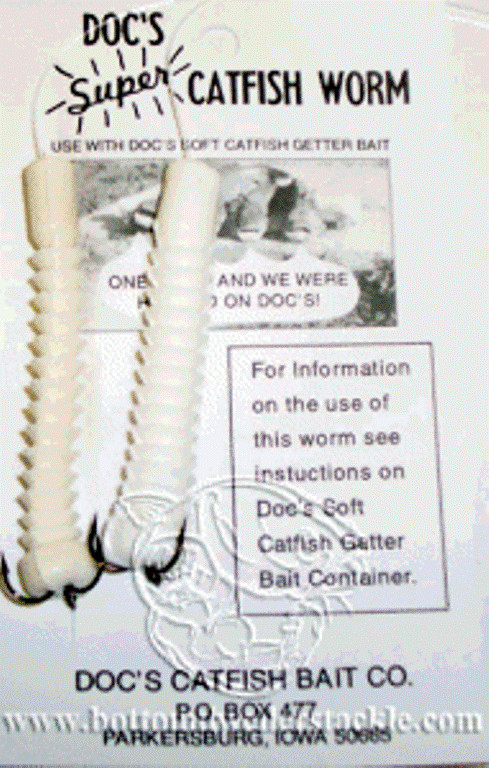 DOC’S SUPER CATFISH WORMS 12 PKS DCW-WHITE ( USE W/ DOC’S, SONNY’S JUNNIES DIP)