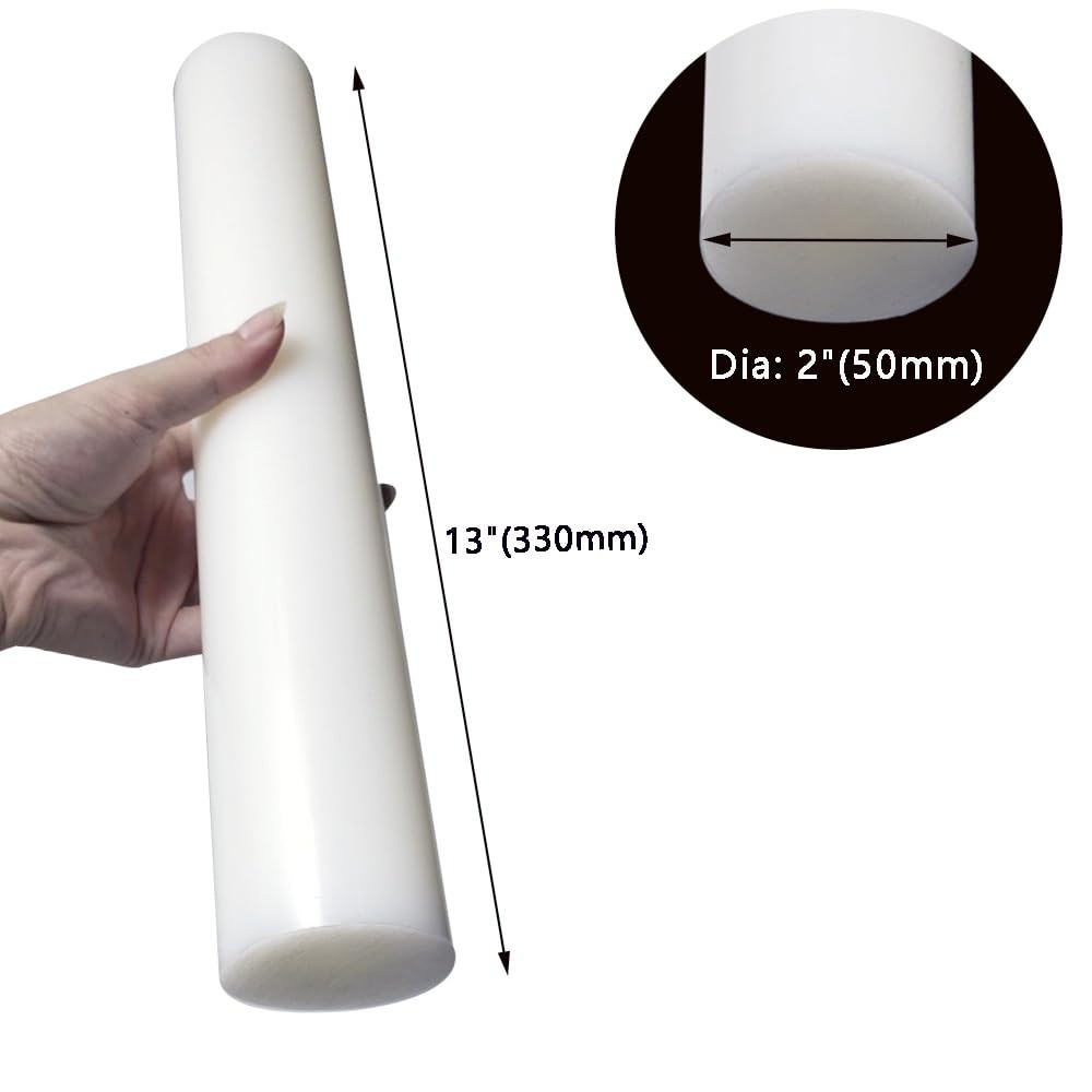 1 PCS HDPE High Density Polyethylene Round Rod 2×13 Inch Mechanical DIY White