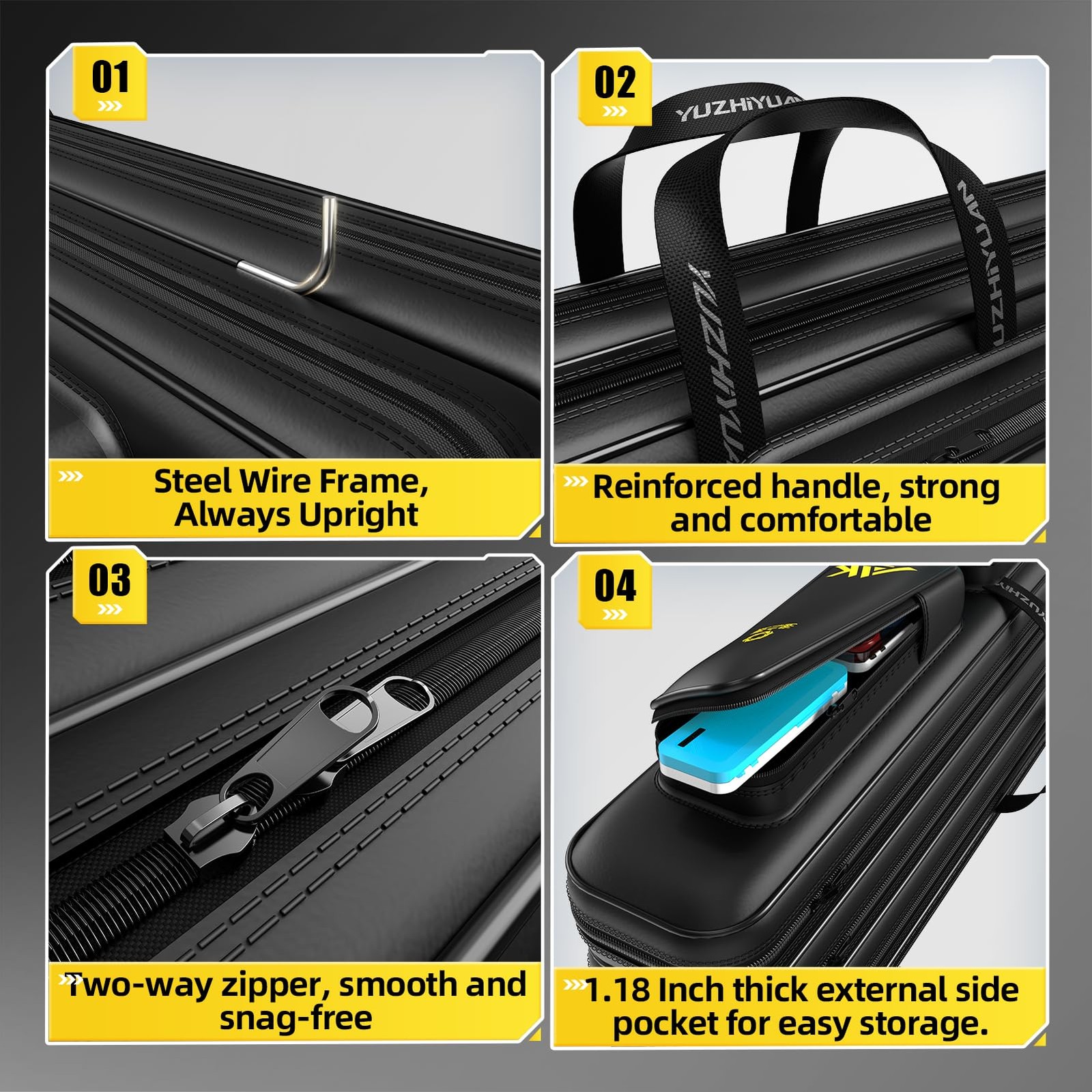 Yuzhiyuan 51in Double-Layer Fishing Rod Bag Waterproof Leather Membrane Wire Fra