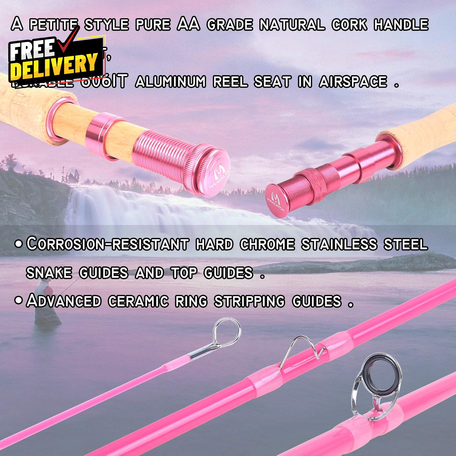 Women’S Elegant Pink Fly Fishing Rod: 2/5-Weight with Rod Tube