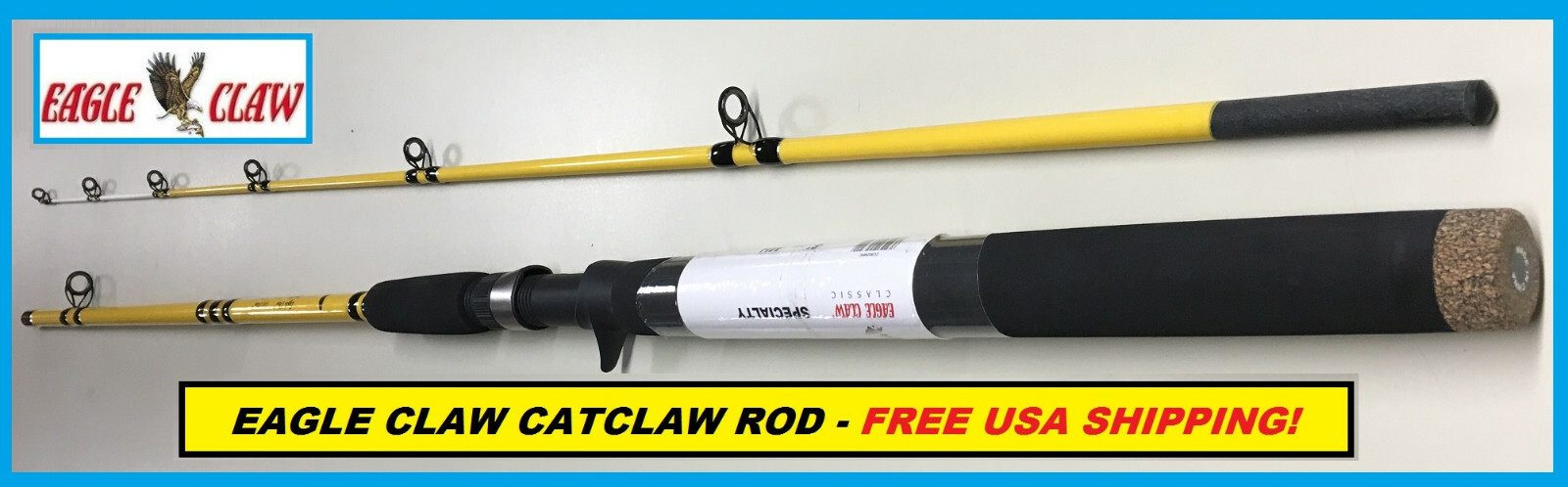 EAGLE CLAW CATCLAW 8′ Fiberglass Casting Rod #CC802MHC FREE USA SHIP!
