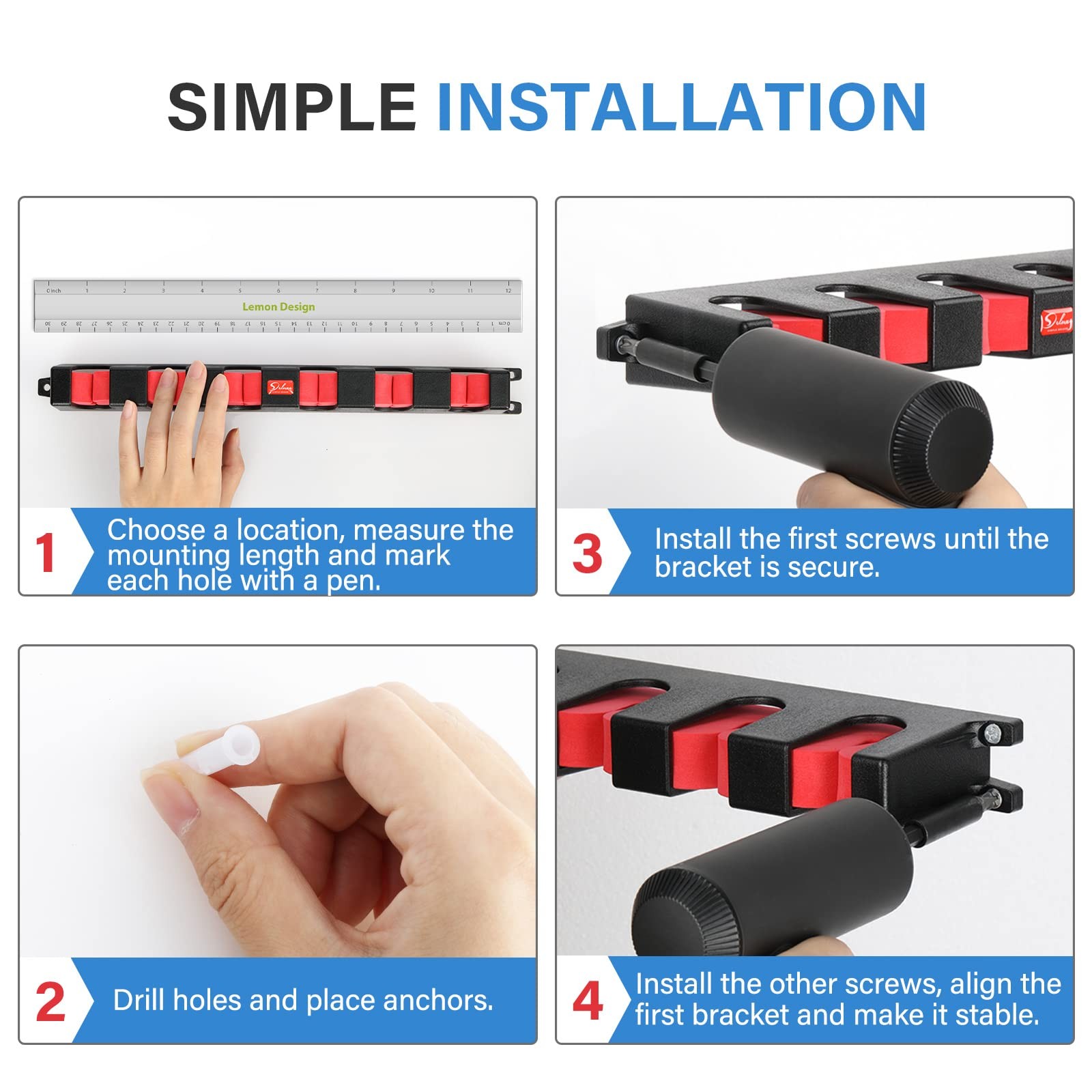 Simple Deluxe Horizontal 6-Rod Rack, 1 Pair, 1 Pair