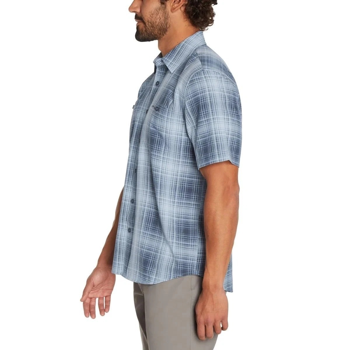 Orvis Men’s S Short Sleeve Plaid Button Up Shirt Outdoor Blue N0747