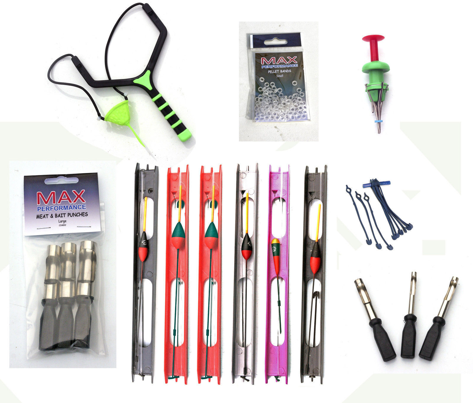 Carp Fishing Pole rig & bait tool Bundle -catty Pellet bander,bands & punch set