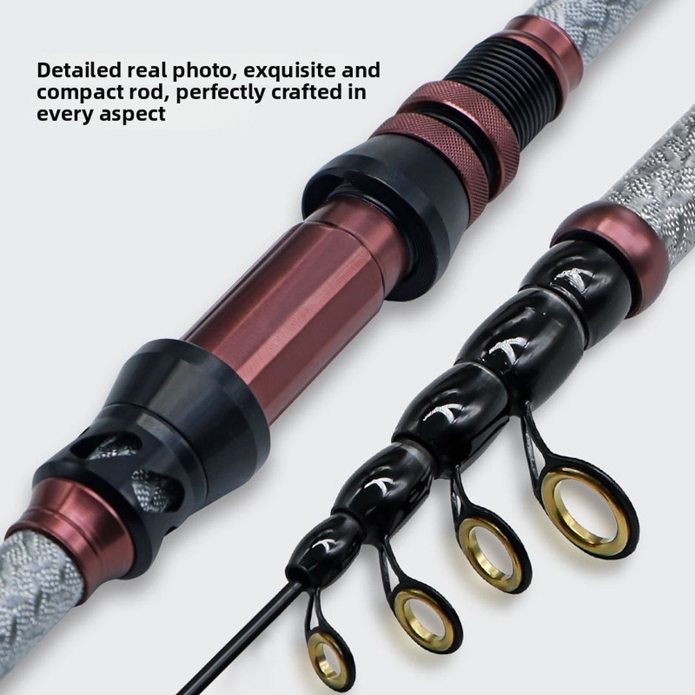 Carbon Fishing Rod 2mm Solid Tip UV Reinforced Guides Collapsible Design