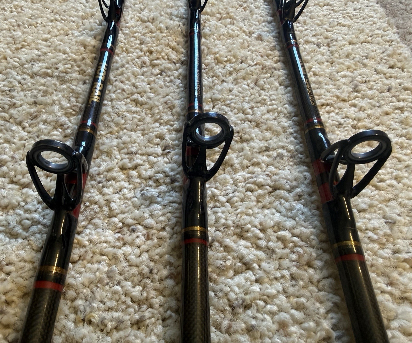 Lot of (3) Kunnan HOT RAIL Conventional Saltwater Fishing Rods, “NICE”… L@@K!!!