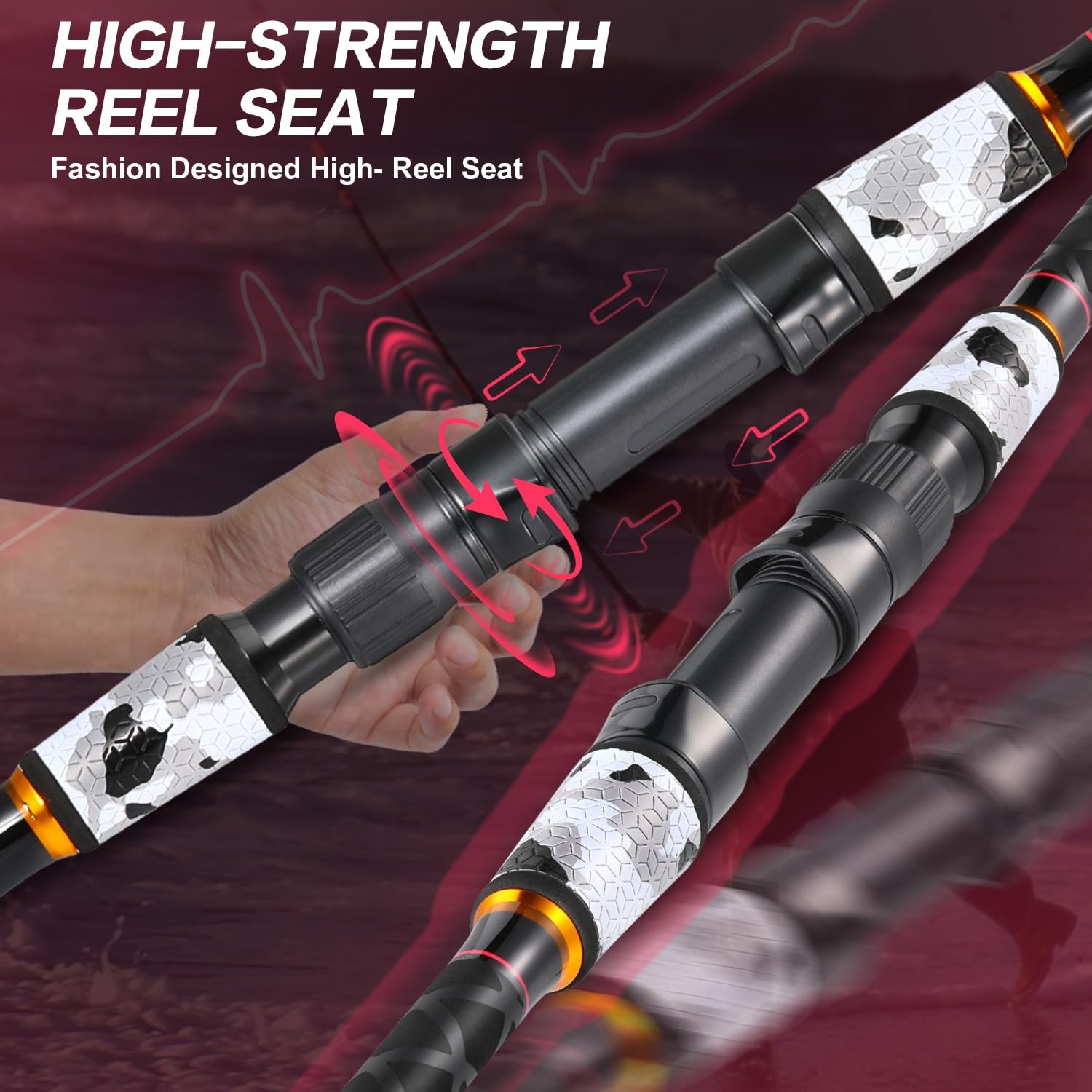 Sougayilang Surf Fishing Rod Portable Travel MH/H Surf Spinning Rod 4 Piece Carb