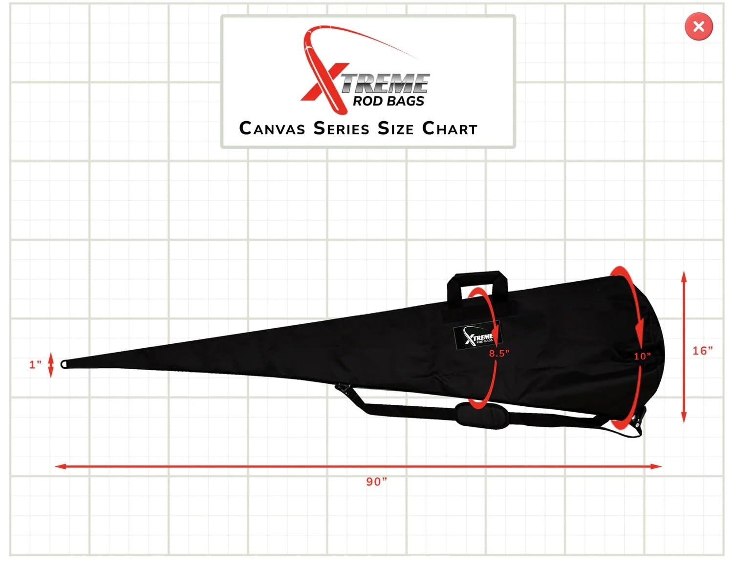 Xtreme Canvas Water-Resistant Universal Fishing Rod Bag 7.5ft Black