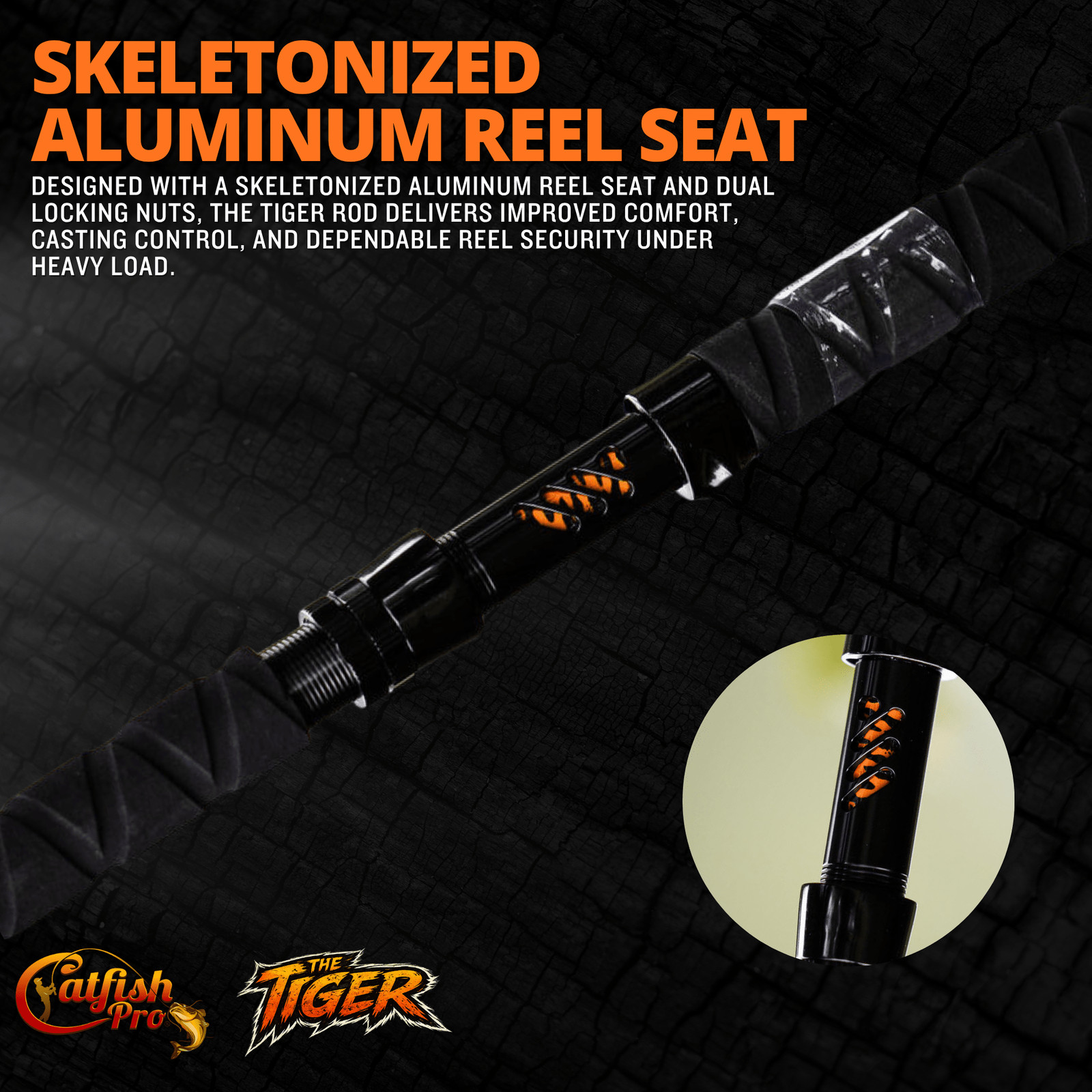Catfish Pro Limited Edition The Tiger 7’6″ Glow-in-Dark Spinning Rod