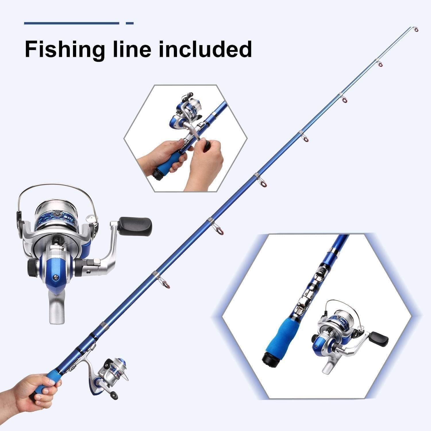 Mini Spinning Reel & Rod Combos with Telescopic Fishing Rod Reel Lures Fishin…