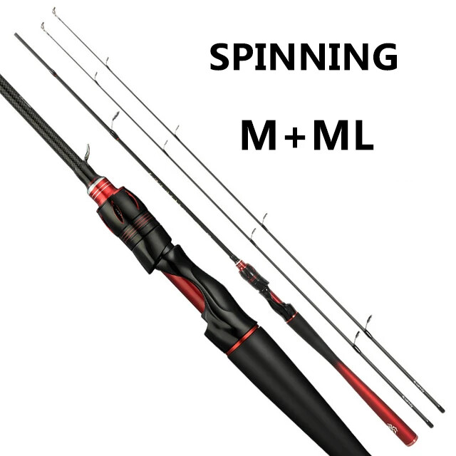 1.8M Lure Casting Spinning Fishing Rod 30T Carbon Fiber 3 Sections Bait 4-25g