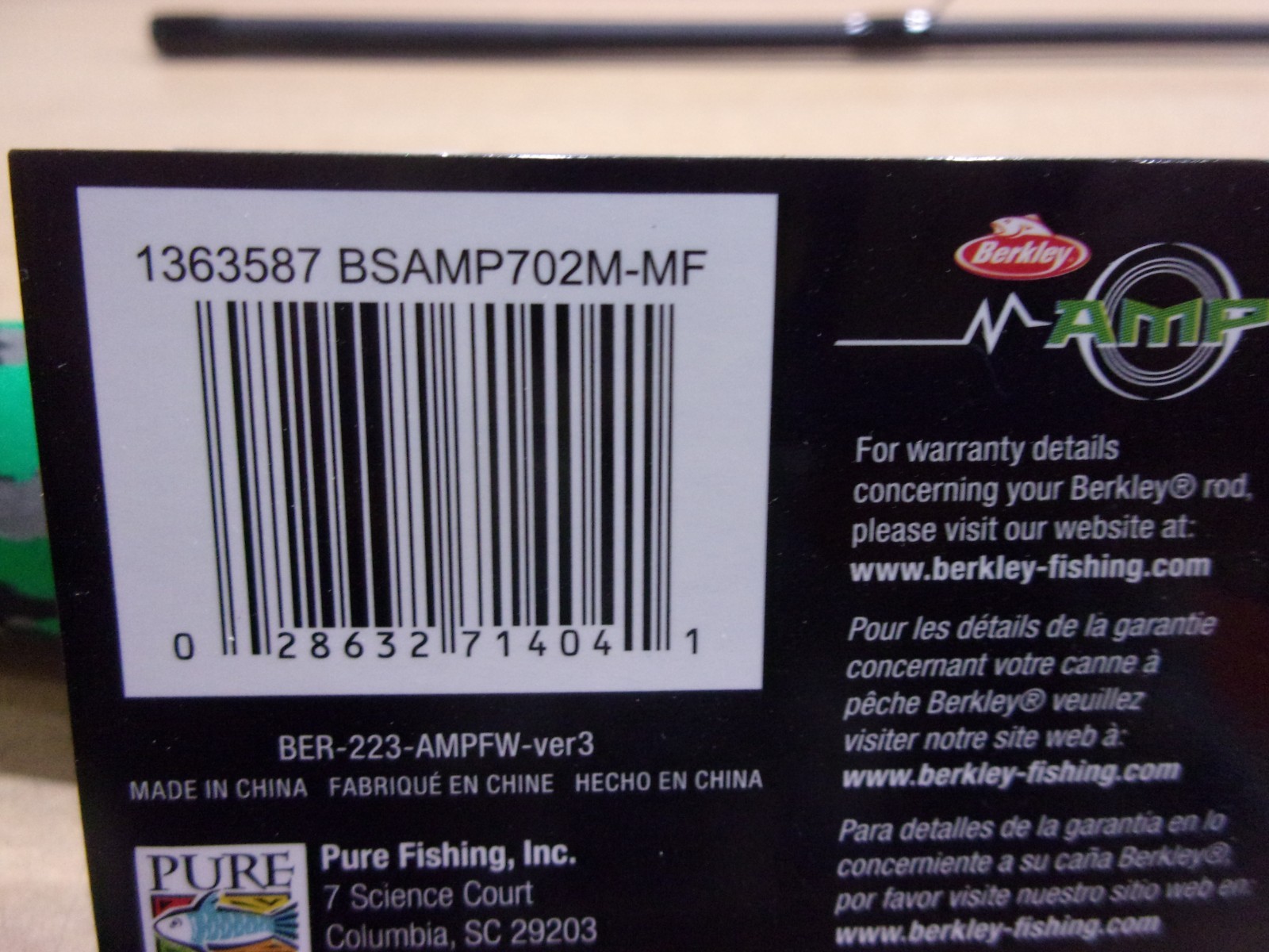 BERKLEY AMP SPINNING ROD 7 foot length Medium power