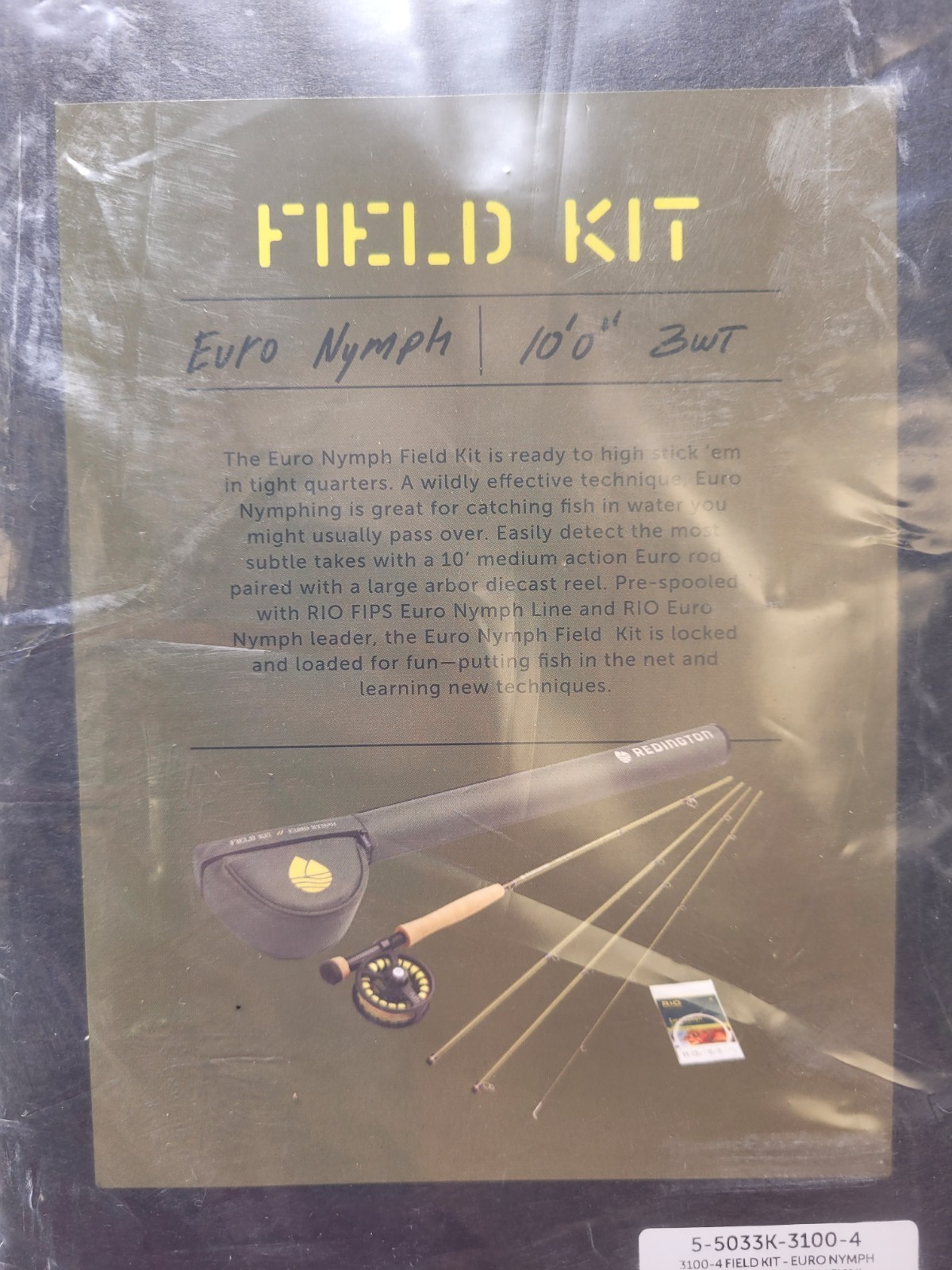 Redington Euro Nymph Field Kit Fly Fishing Rod Reel Combo 10ft 3wt 4pc 3100-4