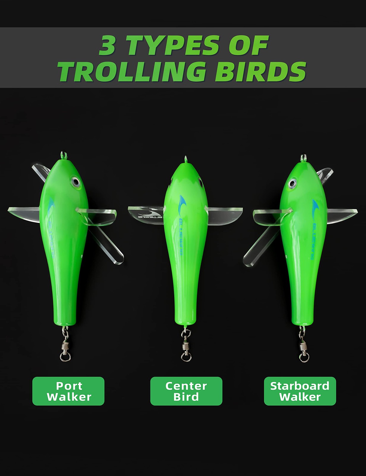 BLUEWING 36in Upgraded Fishing Spreader Bar Port Canyon with 6in Floating Squ…