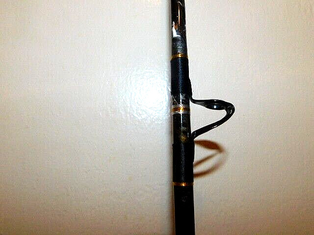 CUSTOM CONVENTIONAL BOAT ROD 7′ BLACK SILVER GOLD MARBLE 40- 80 LB TURBOS NEW