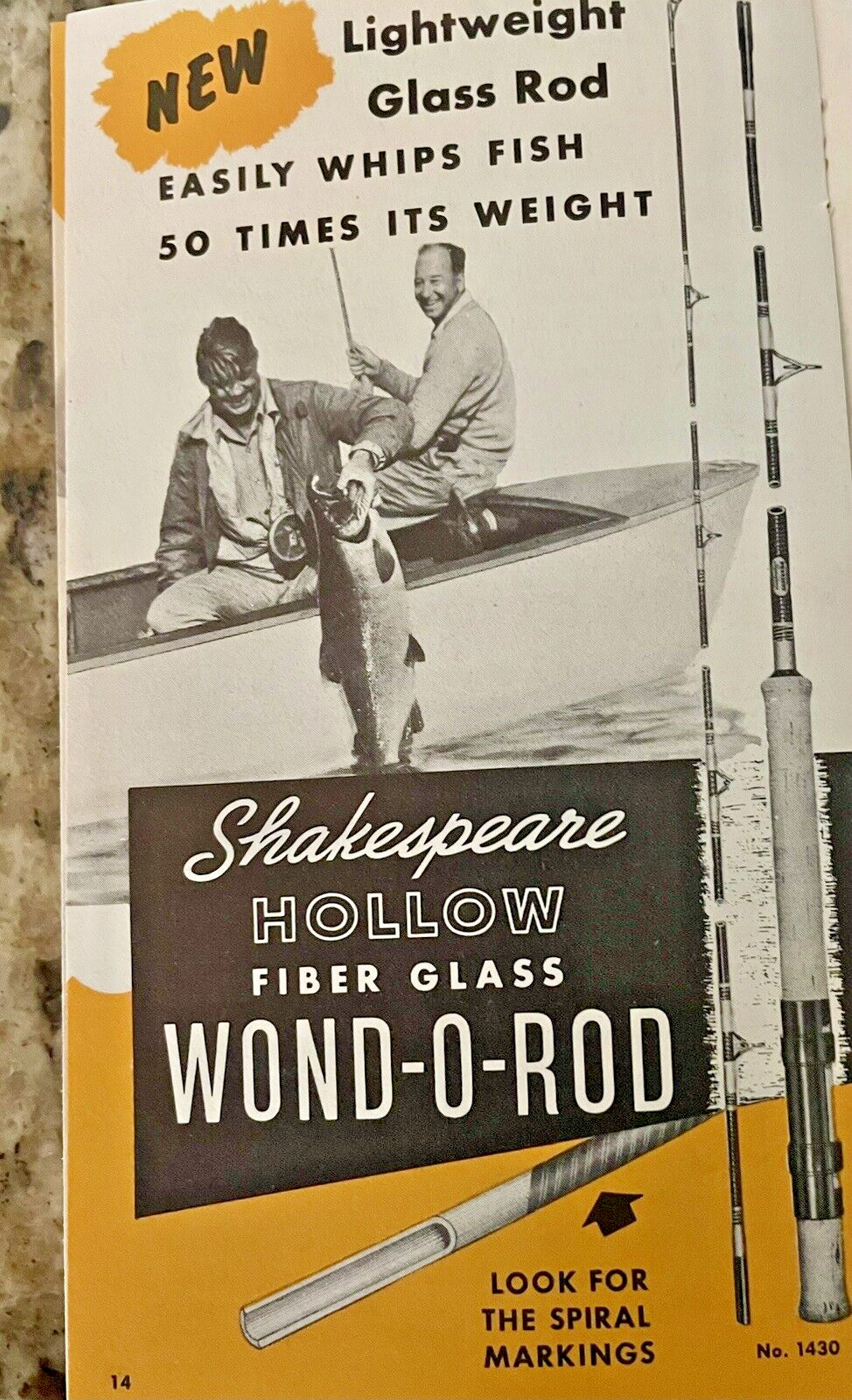 Vintage Shakespeare 1468 FBG (1959) 7ft Spinning Rod with Sock and Case