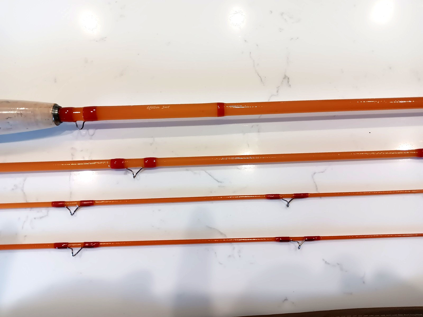 FIBERGLASS FLY ROD…6′ 6″ w/ rod sock, 3 wt. 3 piece. New and never used