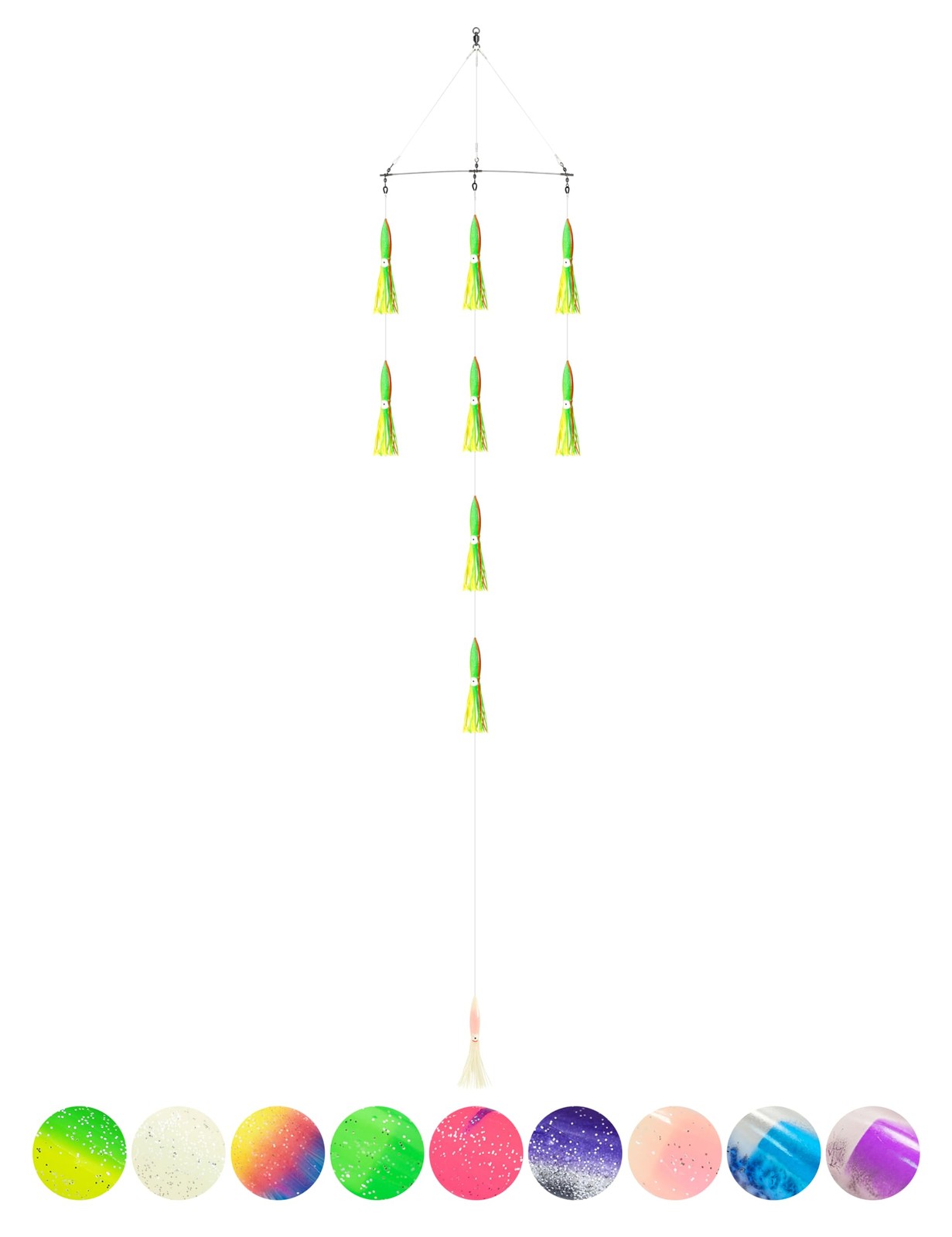 BLUEWING 18″ Upgraded Fishing Spreader Bar Formation with 9″ Floating Squids …