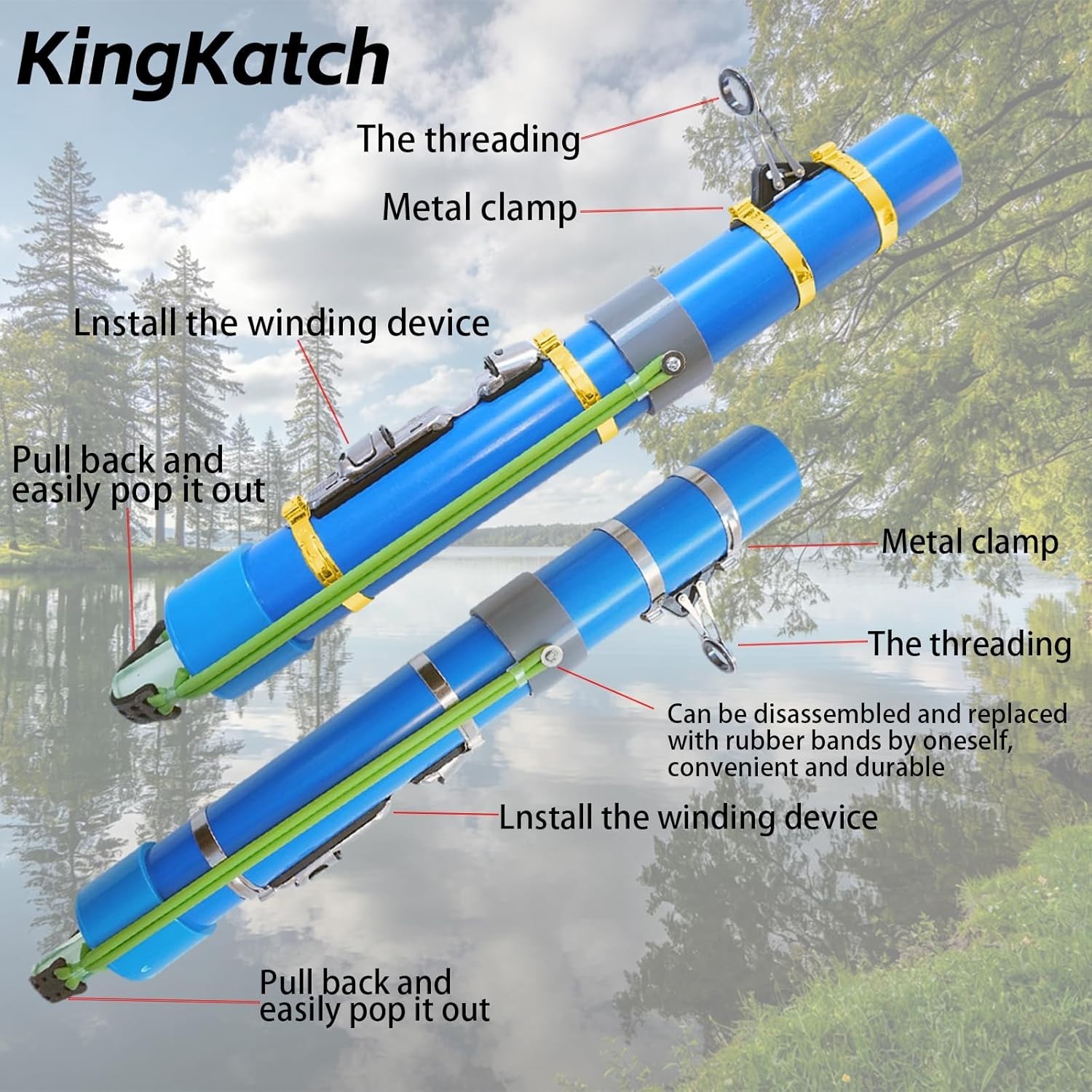 Portable Fishing Catapult Rod, Durable & Lightweight Telescopic Lure & Bait L…