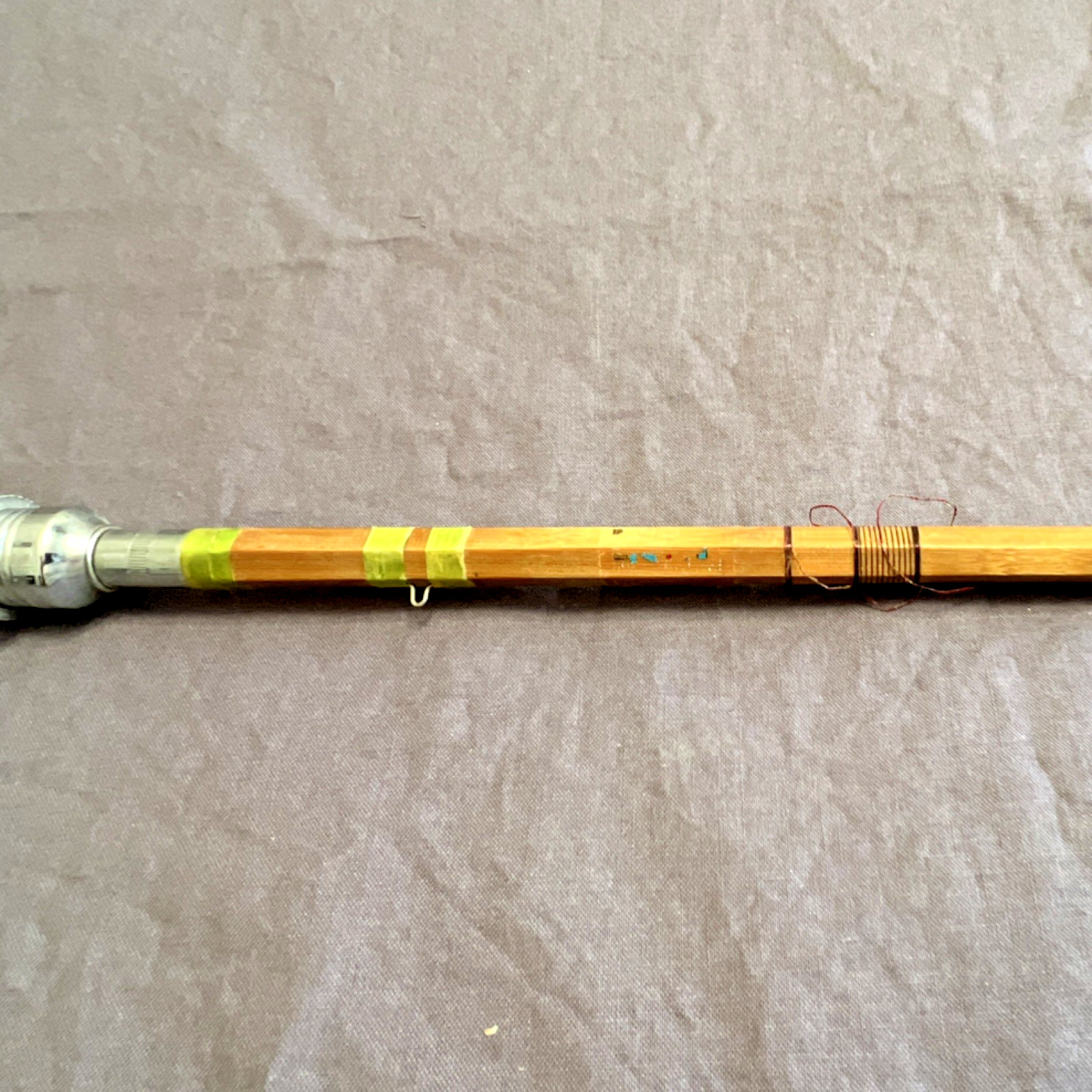Bamboo Fly Fishing Rod 9ft 3pc Cork Handle Metal Ferrules Vintage