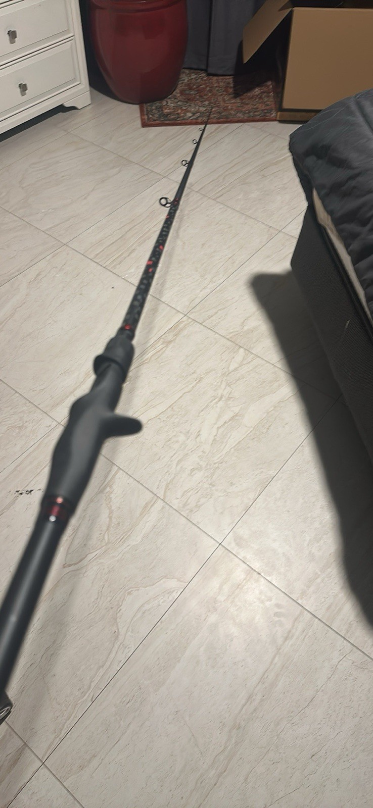 Black Casting Rod Full Grip 8 Guides Single Piece Fishing Rod