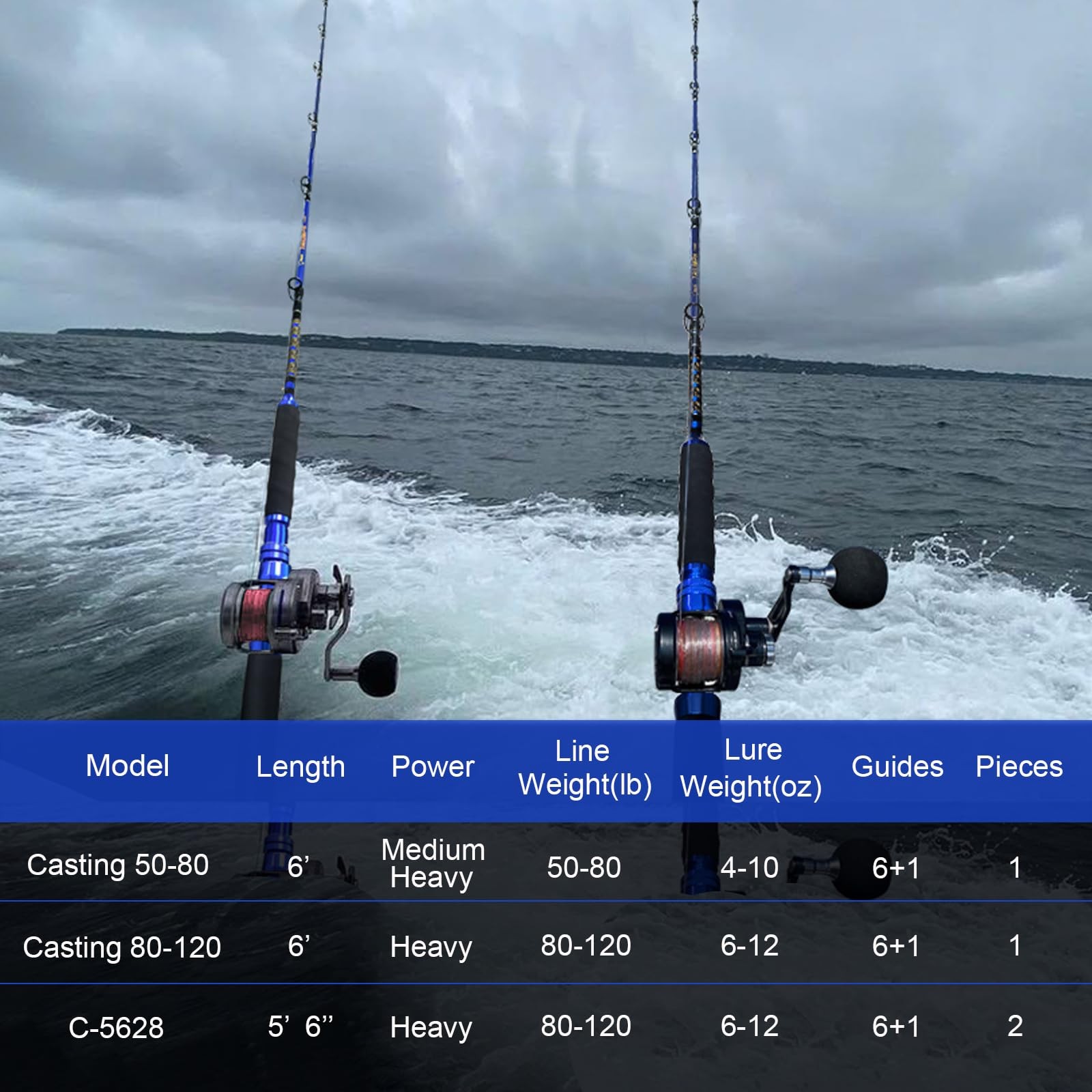 Saltwater Graphite Jig Jigging Spinning Fishing Rod Deep Sea Jig Pole