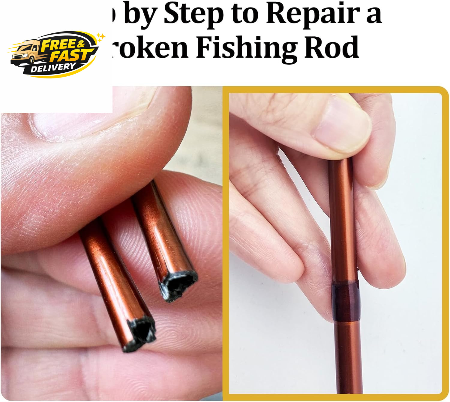 Fishing Rod Repair Kit Complete with Accesssories, Carbon Fiber Stick Fishing