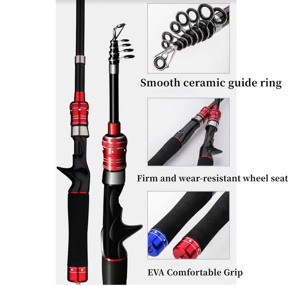 Power Telescopic Rock Fishing Rod 1.5M-2.4M Carbon Fiber Spinning Fishing Poles