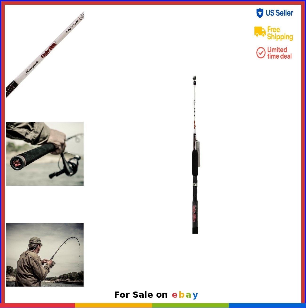 Catfish Casting Rod 7 Foot Medium Heavy Fishing Pole Clear Tip Tuff