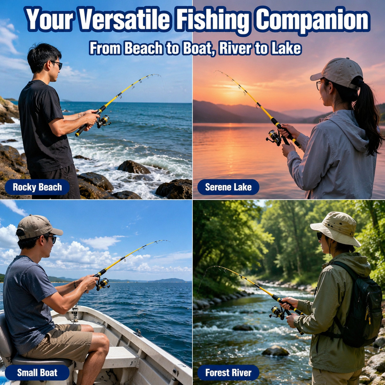 Telescopic Fishing Rod Set, 1.8m Fiberglass Saltwater Fishing Pole Kit,