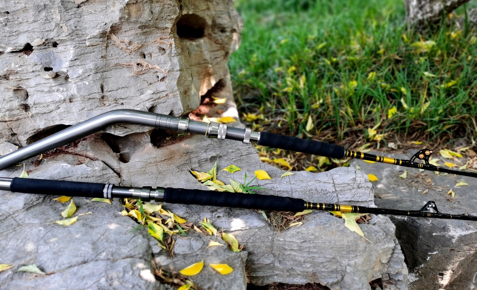 Heavy Trolling Rod 1-Piece/2-Piece Saltwater Big Game Fishing Pole with Roller G