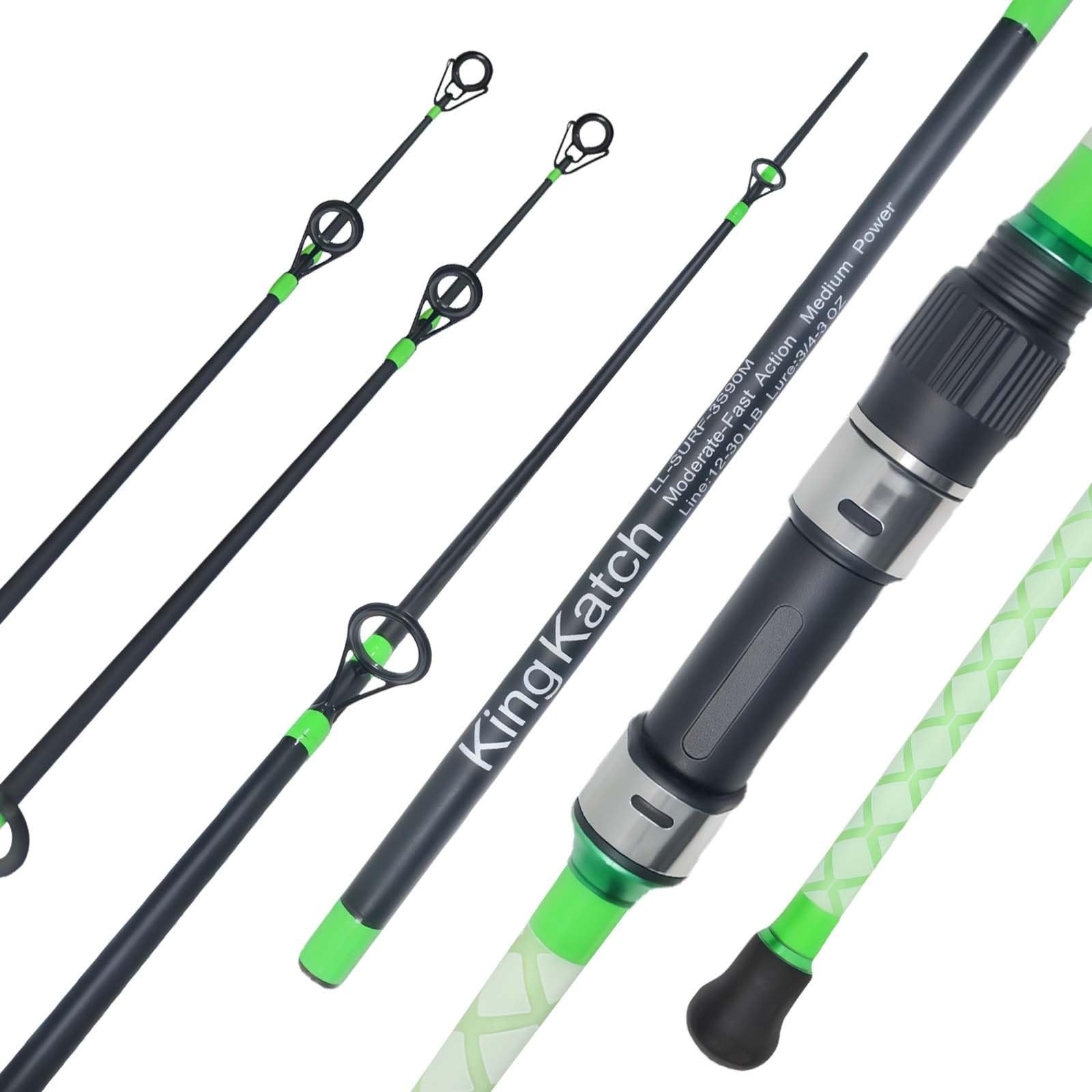Lightweight 3-Piece Carbon Fiber Surf Fishing Rod 9’/10’/11’/12′, 2 Tips, Long-C