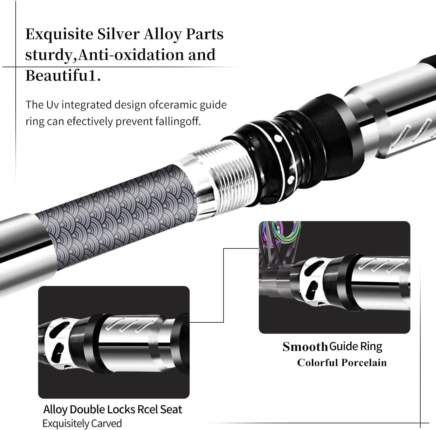 Bntteam Portable Fishing Spinning Rod And Reel Combo Set Carbon Fiber