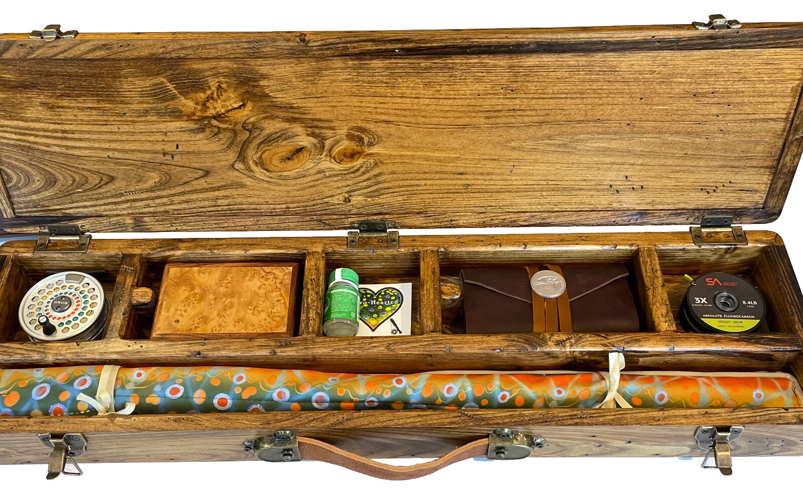 Two-Hearted Fly Rod Case with Rod, Reel, & Fly Box (5wt. 9″ 4 pc)