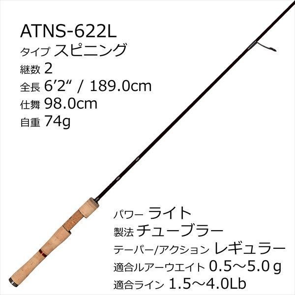 Pure Fishing Japan AION ATNS-622L Trout Rod 6ft 2in, Light Power, R Action, Used