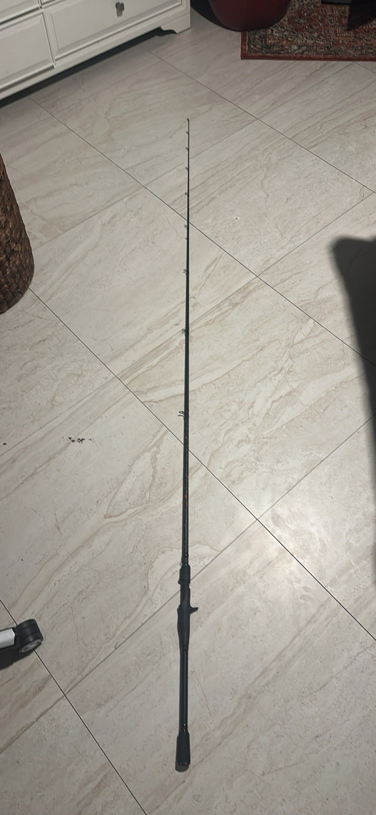 Black Casting Rod Full Grip 8 Guides Single Piece Fishing Rod