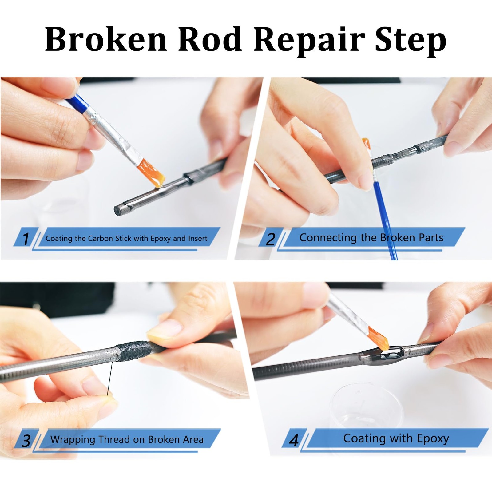 Aventik Fishing Rod Repair Kit Complete with Accesssories, Carbon Fiber Stick Fi