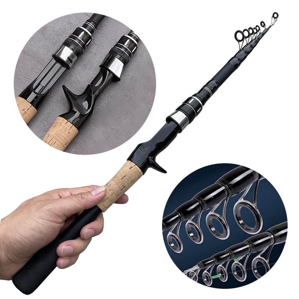 Ultra-Light Fishing Rod Carbon Fiber Spinning Casting Pole Handle Telescopic Sea