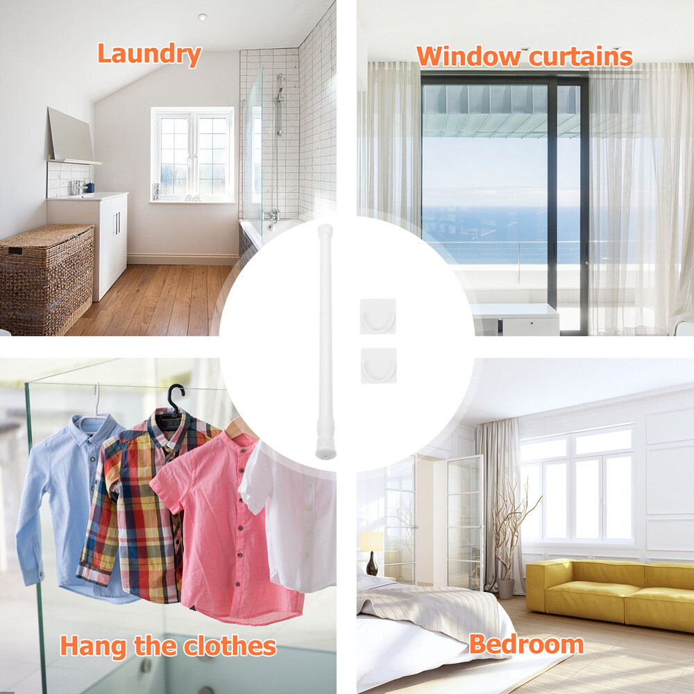 Multi- function Closet Rod Shower Curtain Rail Telescopic Rod No Punching