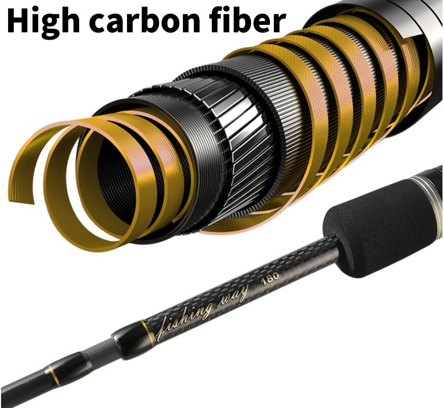 Carbon Fiber Fishing Rod Ultralight 2.1M/2.4M Spinning Casting Pole Travel Rods