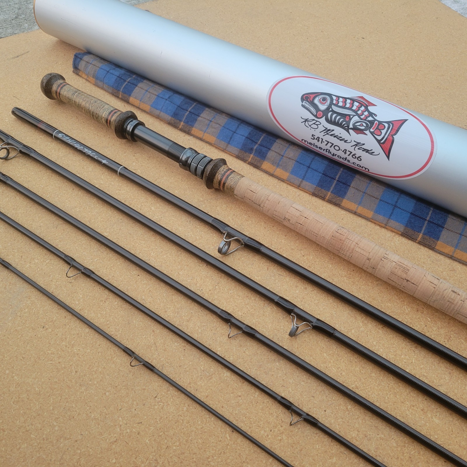 R.B. Meiser Highlander S2H14079CX-6 / 14′ 8wt 6pc EVE Travel Spey Fly Rod w Tube
