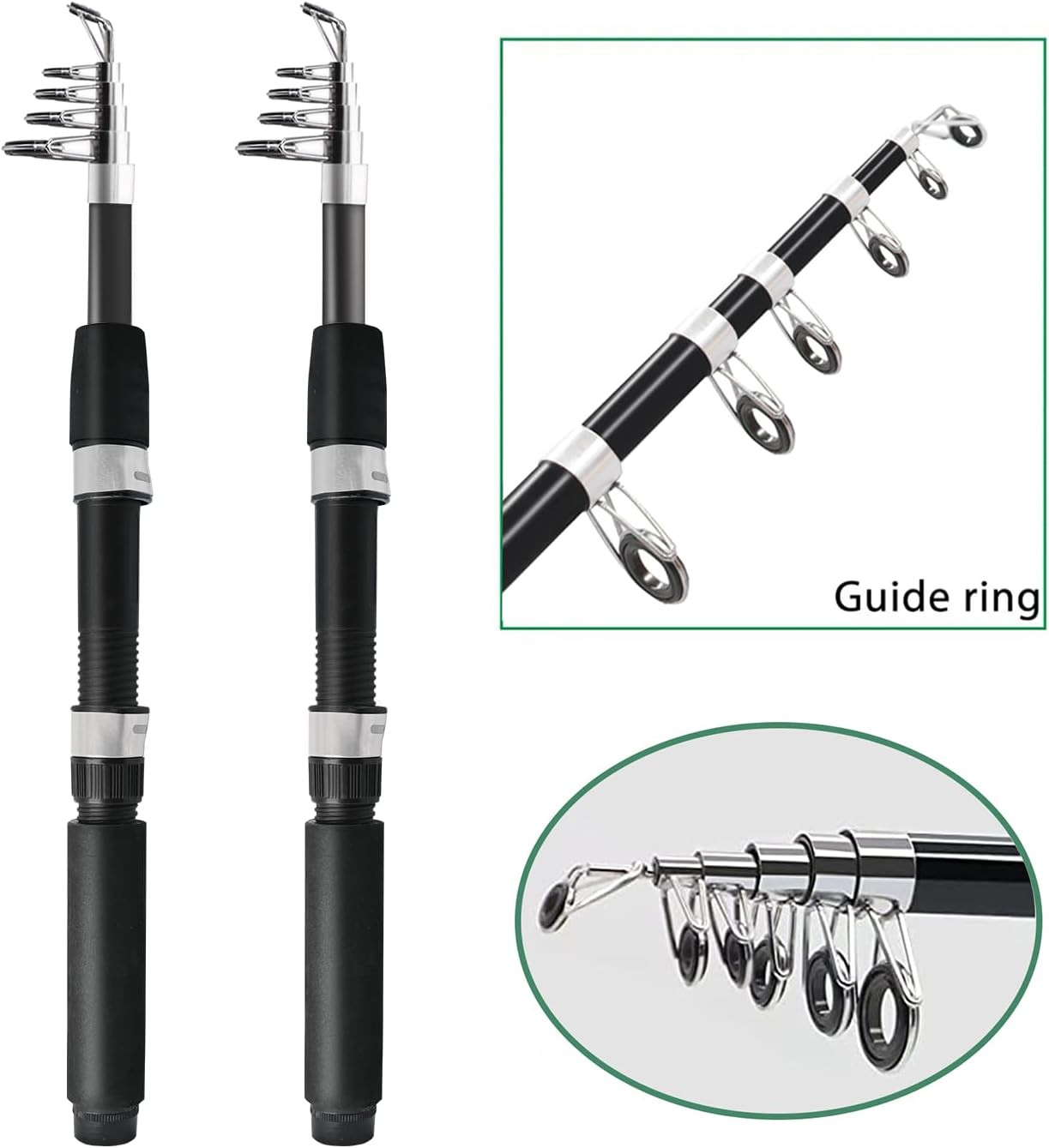Fishing Pole Combo, 6.9Ft 2Pcs Telescopic Rods Set, Collapsible Carbon Fiber Fis
