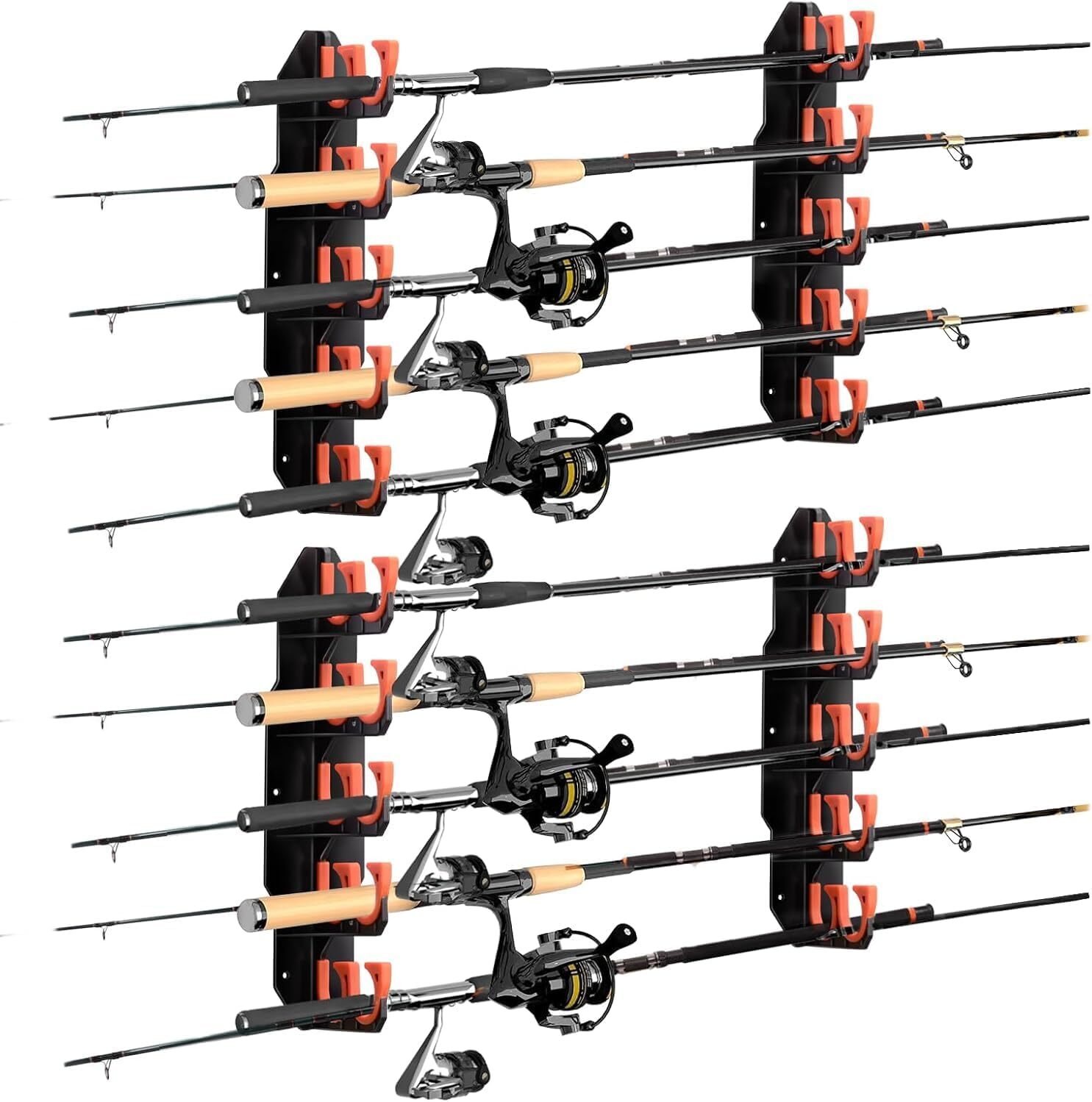 Fishing Rod Wall Rack Pole Holders Hold Up to 10 Rods,Fishing Pole Holder Garage