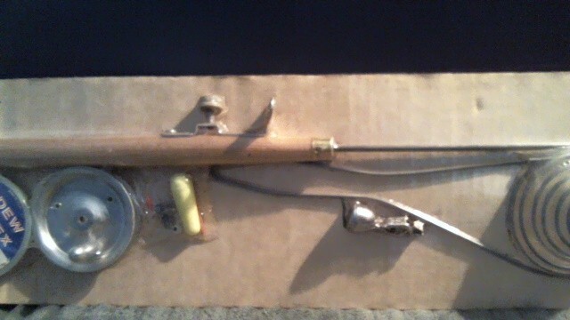 VINTAGE LAKCO COMPLETE ICE FISHING KIT – ROD JIG BELL HOLDER LINE BOBBER – #1