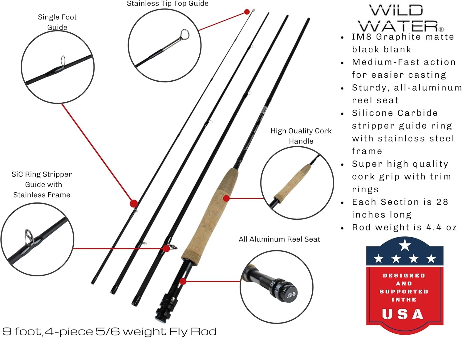 Fly Fishing AX Series Fly Rod IM8 Graphite Blank 3/4/5/6/7/8/9/10/12 wt Rods