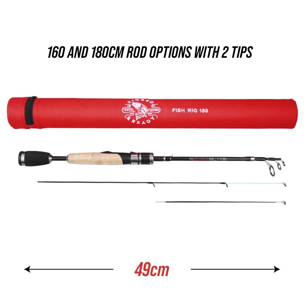 Fish Rig 180 Compact lightweight strong telescopic 180cm Spin Travel fishing rod