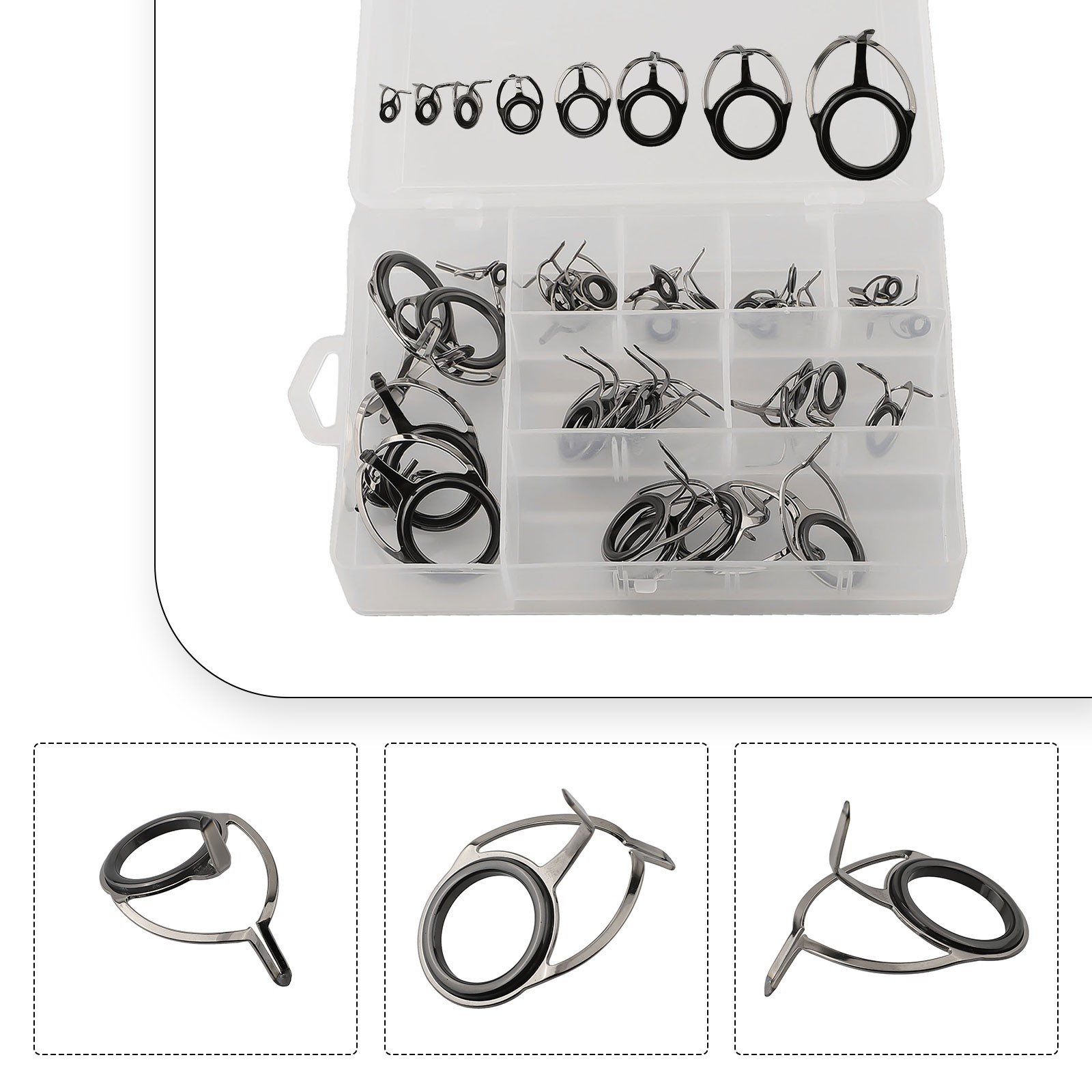 Premium Ceramic Fishing Rod Guide Rings with 40/45Pcs Repair Kit and Box