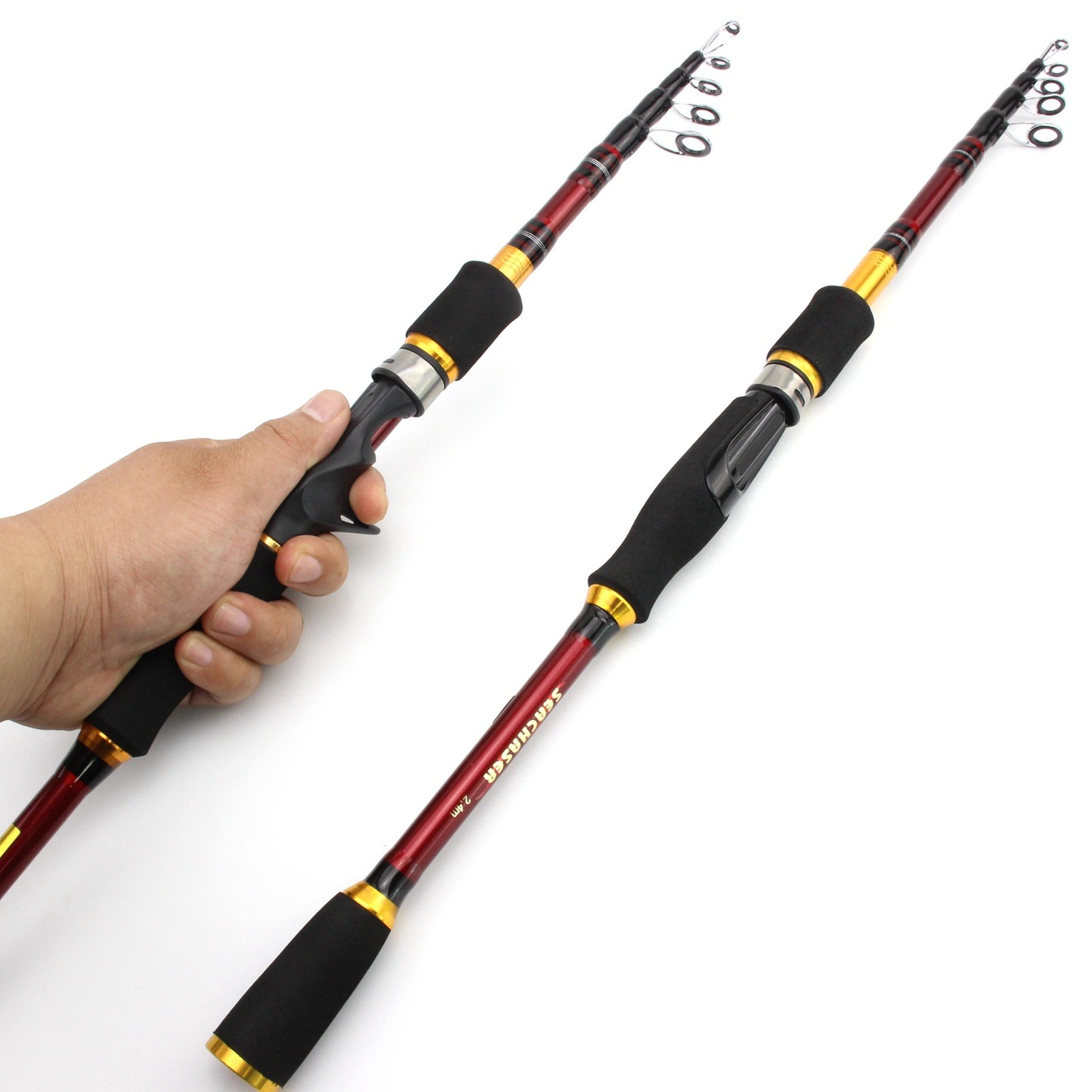 Telescopic Carbon Fiber Rod 1.8m-2.4m Lengths Portable Hard Fishing Short Pole